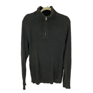 J.Crew Long Sleeve 1/4 Zip Mens Sweater XL Black Cotton